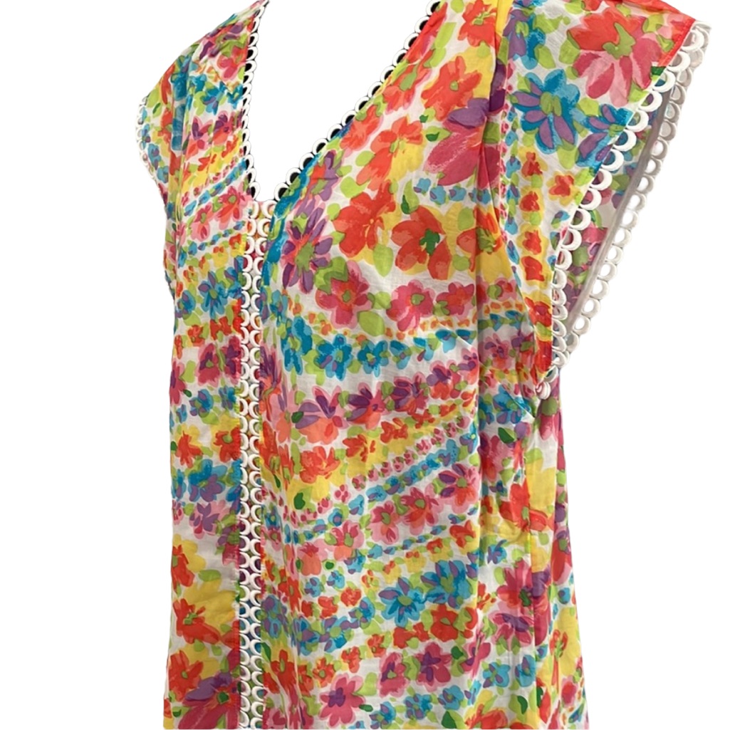 Talbots Summer Multicolored Floral Top, Small, Nwt